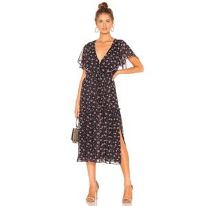 Misa Los Angeles Veronique Floral Dress Size XS Midi Chiffon Fairy Romantic